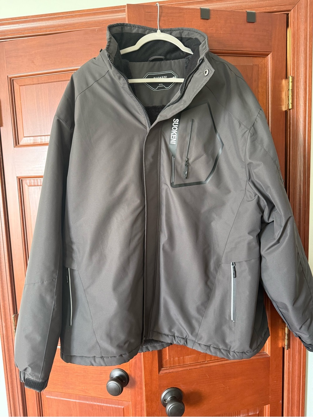 Men's Dark Gray Waterproof Removable Hooded Suokeni Coat